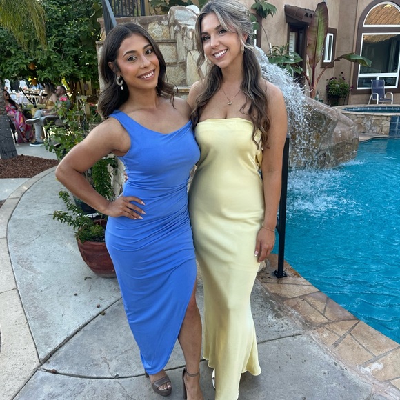 Yellow Satin Maxi Dress - Picture 3 of 3